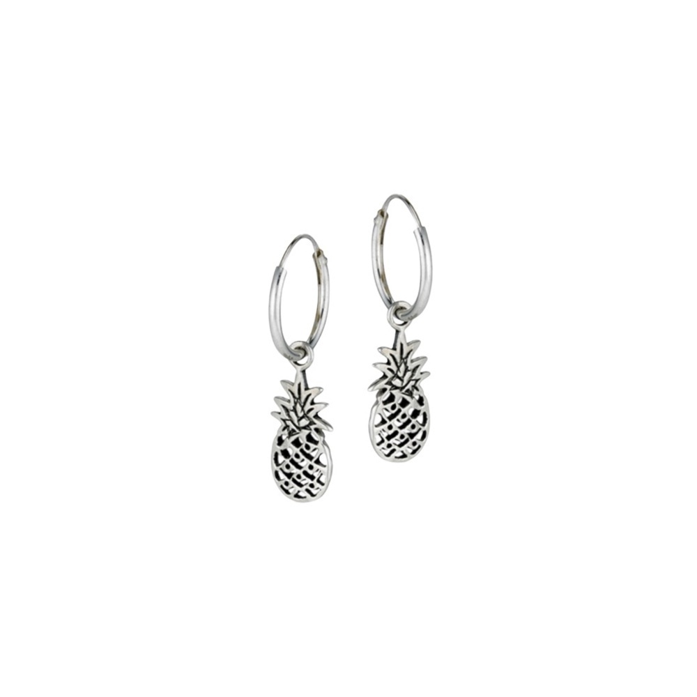 Sterling Silver Pineapple Hoop Earrings